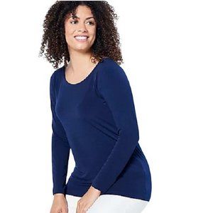 Susan Graver Modern Essentials Liquid Knit Ballet Neck Top LARGE (8181)